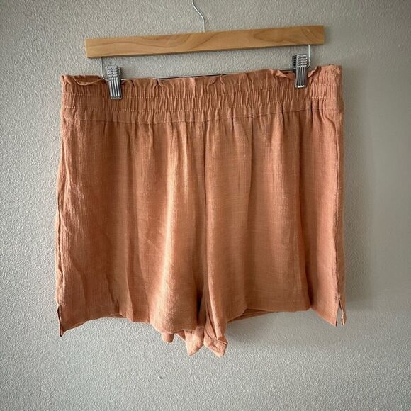 1 State Women's Breezy Neutral Textured High Waist Shorts Size XL - Picture 2 of 6